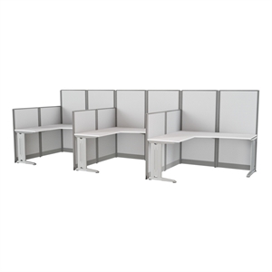 Scranton & Co 63 x 193&quot 3 Person L-Shaped Cubicle Workstation in White