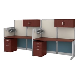 Scranton & Co 63 x 129&quot 2 Person In-Line Desk with Storage in Hansen Cherry
