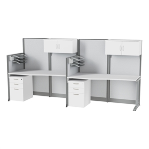 Scranton & Co 63 x 129&quot 2 Person In-Line Workstation with Storage in White
