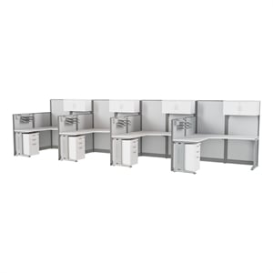 Scranton & Co 63 x 129&quot 4 Person L-Desk with Storage in Pure White Finish