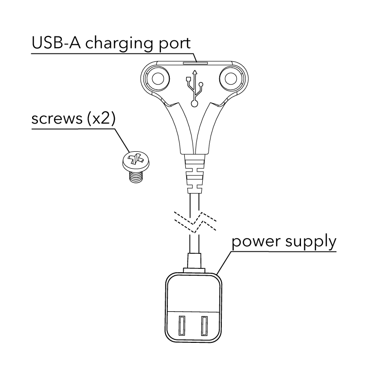 Scranton & Co Single USB-A Stingray Mountable Charger in Black