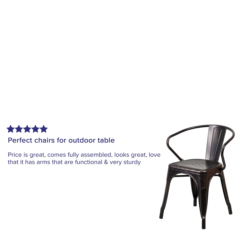 Scranton & Co Stackable Dining Arm Chair in Black and Antique Gold