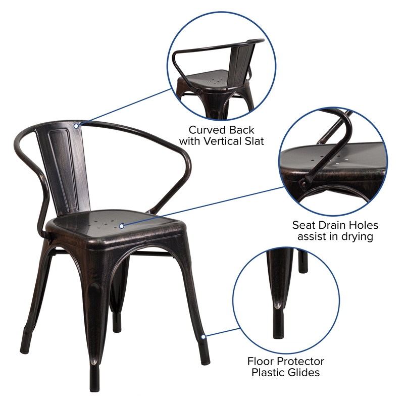 Scranton & Co Stackable Dining Arm Chair in Black and Antique Gold