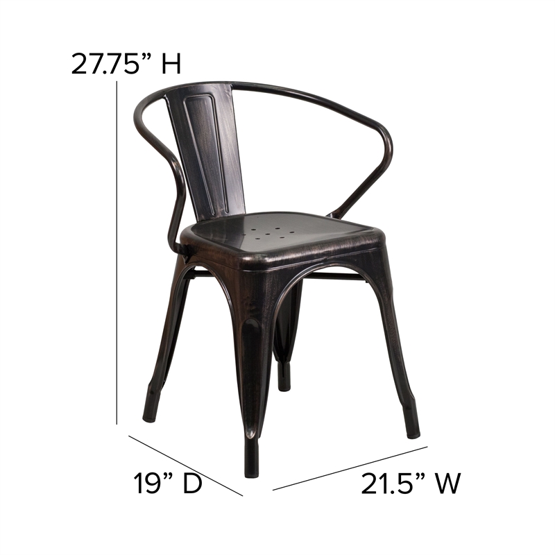 Scranton & Co Stackable Dining Arm Chair in Black and Antique Gold