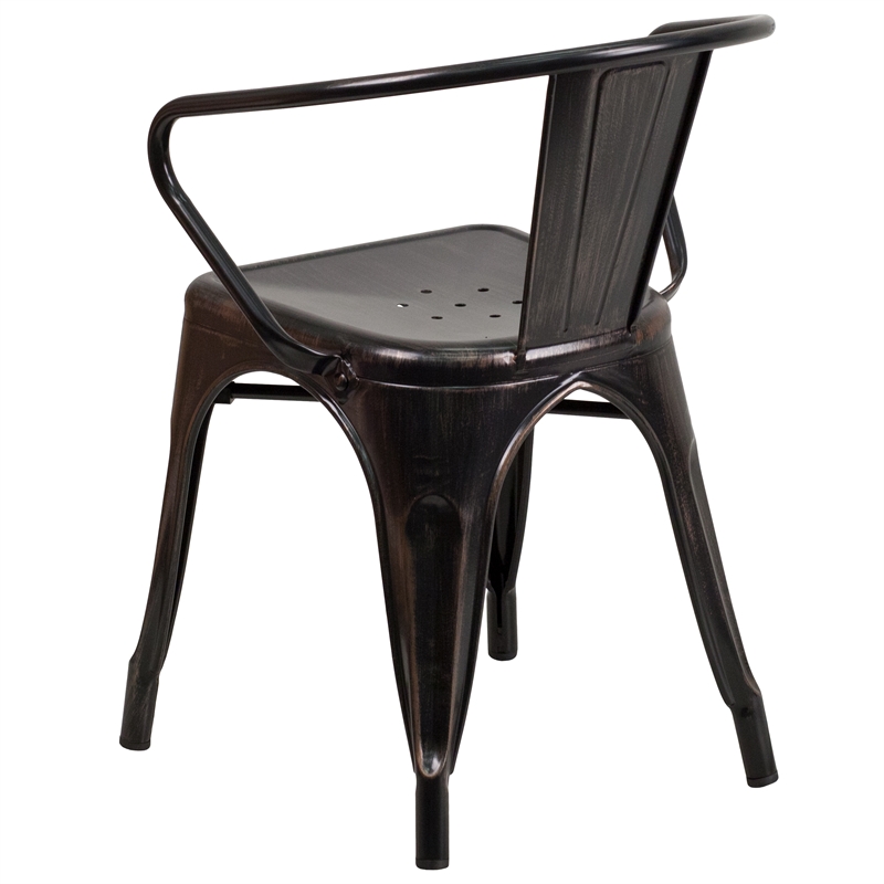 Scranton & Co Stackable Dining Arm Chair in Black and Antique Gold