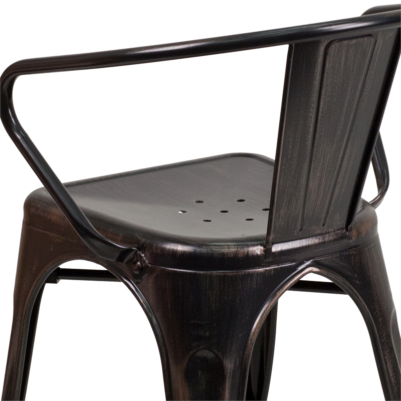 Scranton & Co Stackable Dining Arm Chair in Black and Antique Gold