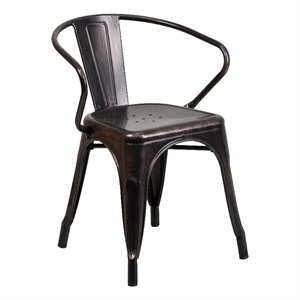 Scranton & Co Stackable Dining Arm Chair in Black and Antique Gold