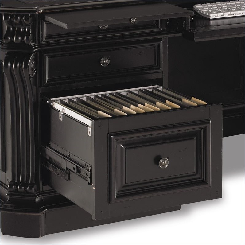 Scranton & Co 7 Drawer Executive Desk with Leather Top in Black