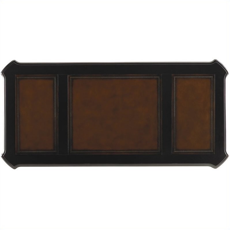 Scranton & Co 7 Drawer Executive Desk with Leather Top in Black