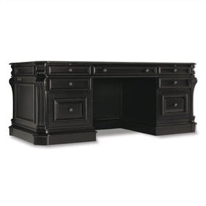 Scranton & Co 7 Drawer Executive Desk with Leather Top in Black