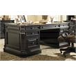 Scranton & Co 7 Drawer Executive Desk with Scroll Accents and Leather Top