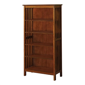 Scranton & Co Wood 5-Shelf Bookcase in Antique Oak Finish