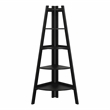 Scranton & Co Contemporary Wood 5-Shelf Corner Bookcase in Black Finish