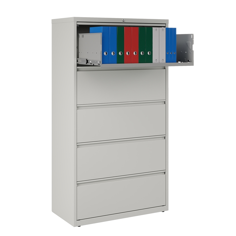 Scranton & Co 36-inch 5-Drawer Metal Lateral File Cabinet in Light Gray