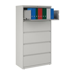 Scranton & Co 36-inch 5-Drawer Metal Lateral File Cabinet in Light Gray