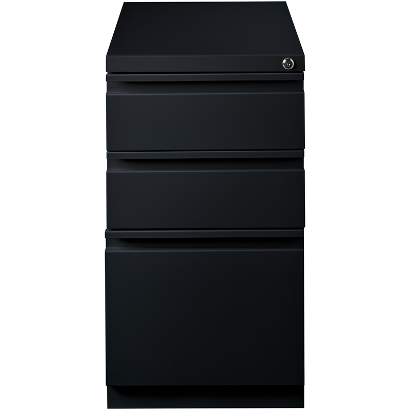 Scranton & Co 23-in Deep Mobile Metal 3-Drawer Pedestal File Black