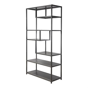 Scranton & Co Powder Coated Gray 6-Shelf Industrial Metal Bookcase