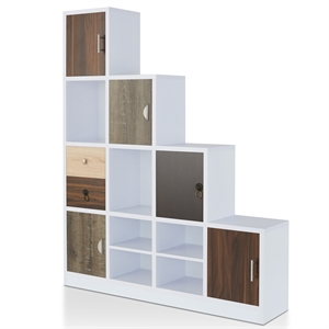 Scranton & Co Contemporary 9-Cube Wood Bookcase with Drawers in White
