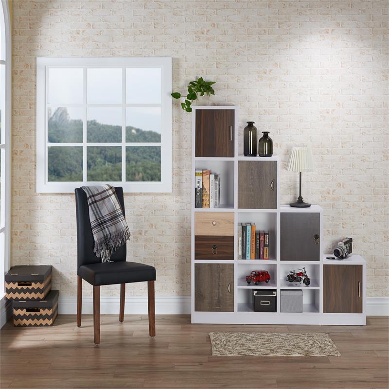Scranton & Co Contemporary 9-Cube Wood Bookcase with Drawers in White