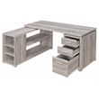 Scranton & Co L-Shape Computer Desk with File Storage in Gray Driftwood