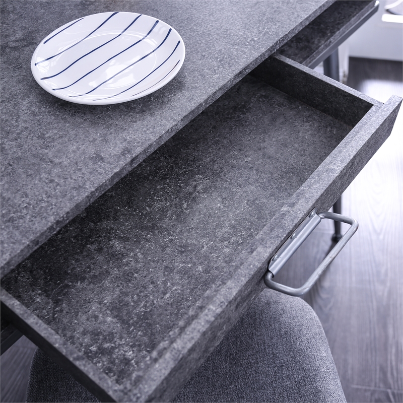 Scranton & Co Industrial Metal 2-Shelf Desk with USB in Silver