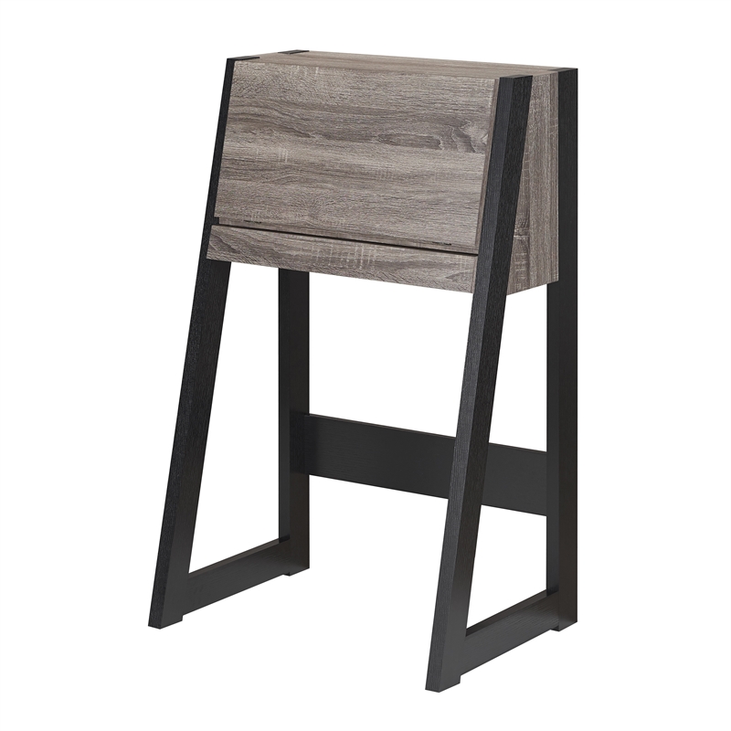 Scranton & Co Farmhouse Fold Down Wood Desk in Distressed Gray/Black