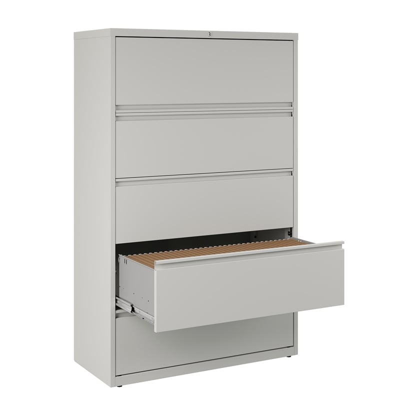 Scranton & Co 42-in Wide Metal 5-Drawer Lateral File Cabinet Light Gray