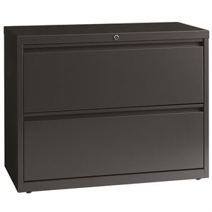Scranton & Co 36-in Wide Metal 2-Drawer Lateral File Cabinet in Charcoal