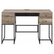 Scranton & Co 4-Drawer Wood Desk with USB Charging Dock Black Oak