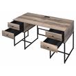 Scranton & Co 4-Drawer Wood Desk with USB Charging Dock Black Oak