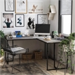 Scranton & Co Modern Wood Corner Computer Desk with USB in Grey