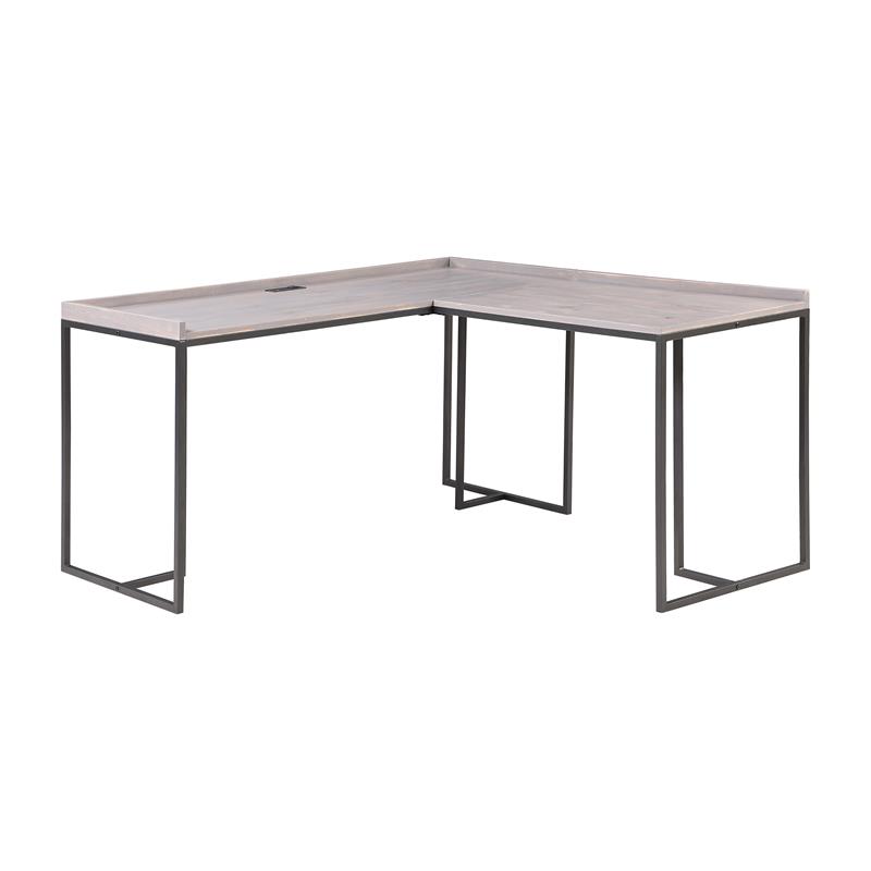 Scranton & Co Modern Wood Corner Computer Desk with USB in Grey