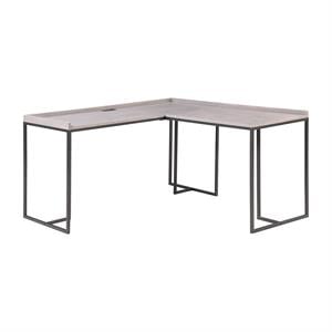 Scranton & Co Modern Wood Corner Computer Desk with USB in Grey