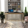 Scranton & Co Metal Writing Desk with USB Port and Storage in Black