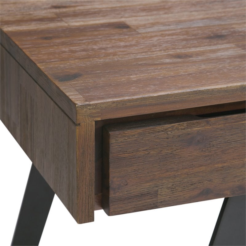 Scranton & Co Solid Acacia Wood Desk with Keyboard Tray in Aged Brown