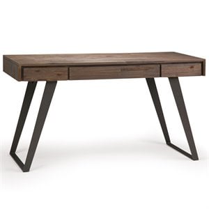 Scranton & Co Solid Acacia Wood Desk with Keyboard Tray in Aged Brown
