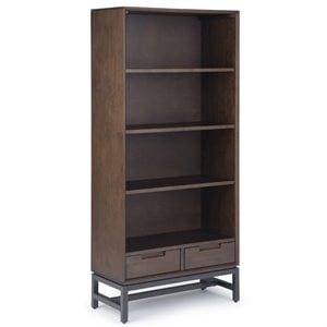 Scranton & Co Rubberwood 3-Shelf Bookcase with Drawers in Walnut Brown
