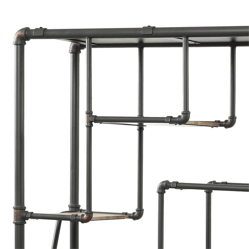 Scranton & Co Industrial Metal 8-Shelf Bookcase in Sand Black
