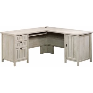 Scranton & Co L-Shaped Computer Desk with Keyboard Tray in Chalked Chestnut