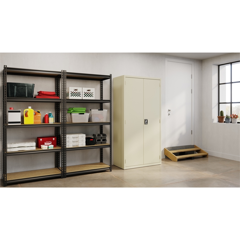 Scranton & Co Welded Metal Storage Cabinet with 4 Shelves in Putty