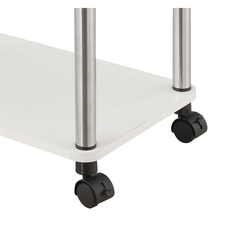 Scranton & Co Office Caddy with 3 Shelves and White Wood Finish on Casters