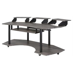 Scranton & Co Wooden 4-Shelf Music Recording Studio Desk in Black Oak