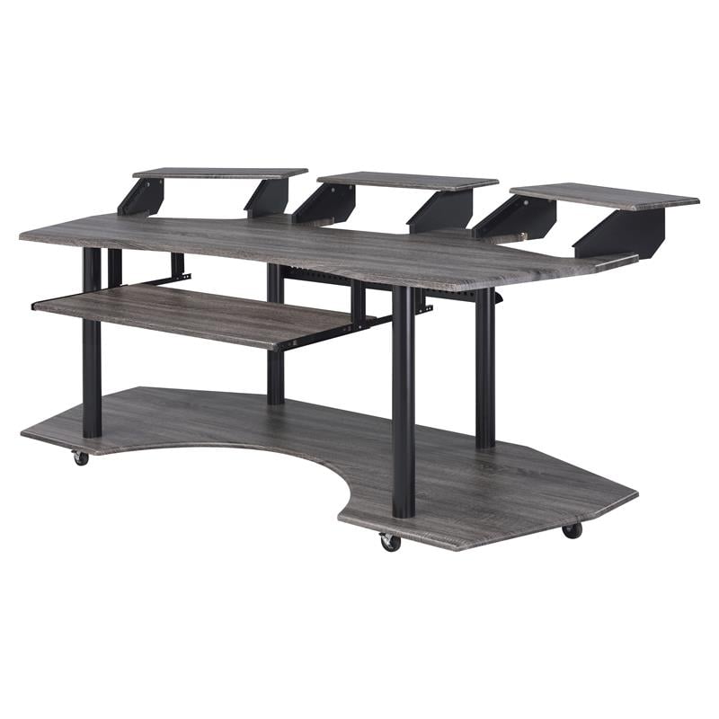 Scranton & Co Wooden 4-Shelf Music Recording Studio Desk in Black Oak