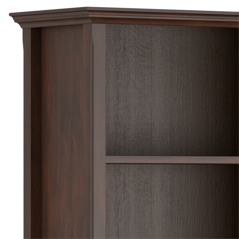 Scranton & Co 5-Shelf Solid Pine Wood Bookcase in Russet Brown Finish