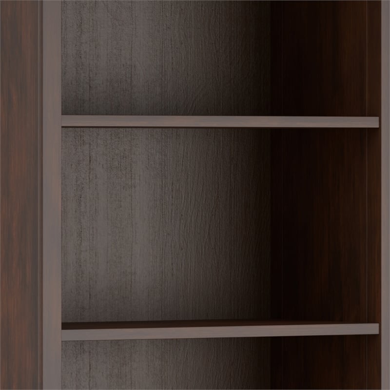 Scranton & Co 5-Shelf Solid Pine Wood Bookcase in Russet Brown Finish