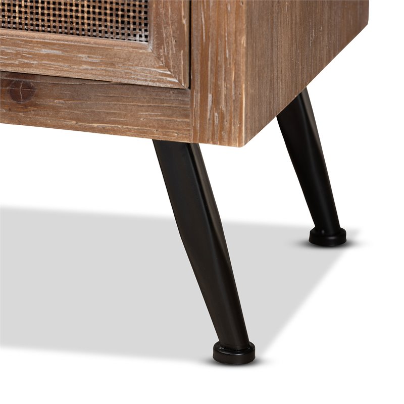Scranton & Co Brown Rattan 3-Drawer Storage Cabinet with Angled Legs