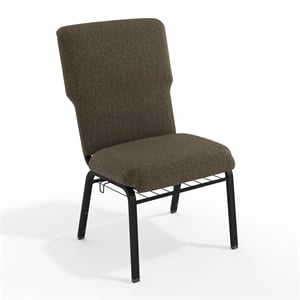 Scranton & Co 21&quot Wide Upholstered Church Chair in Jute Fabric with Black Frame