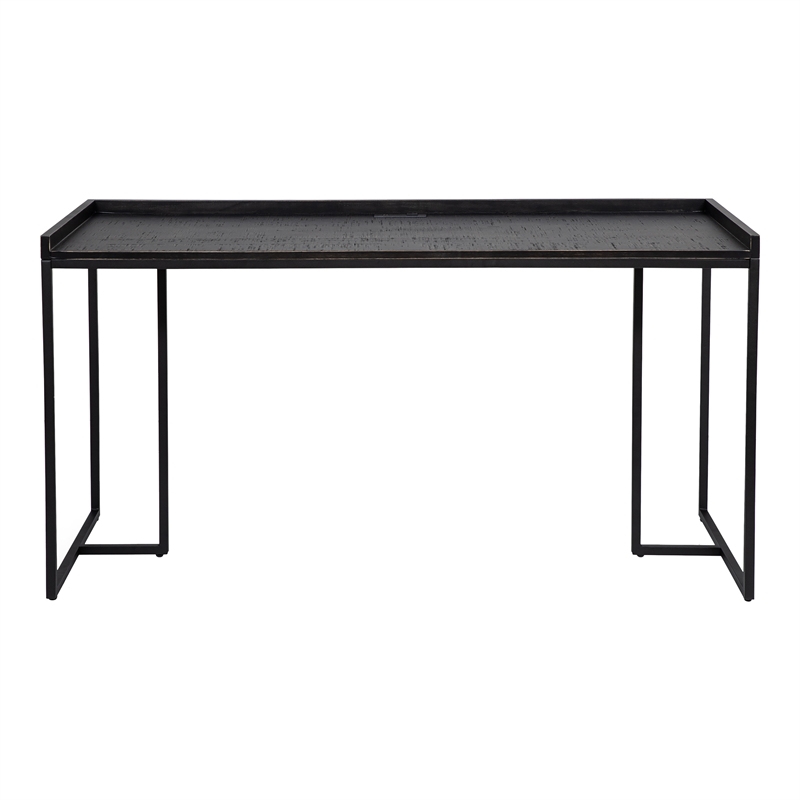 Scranton & Co Modern Wood Computer Desk with USB Port in Black