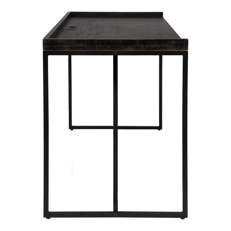 Scranton & Co Modern Wood Computer Desk with USB Port in Black
