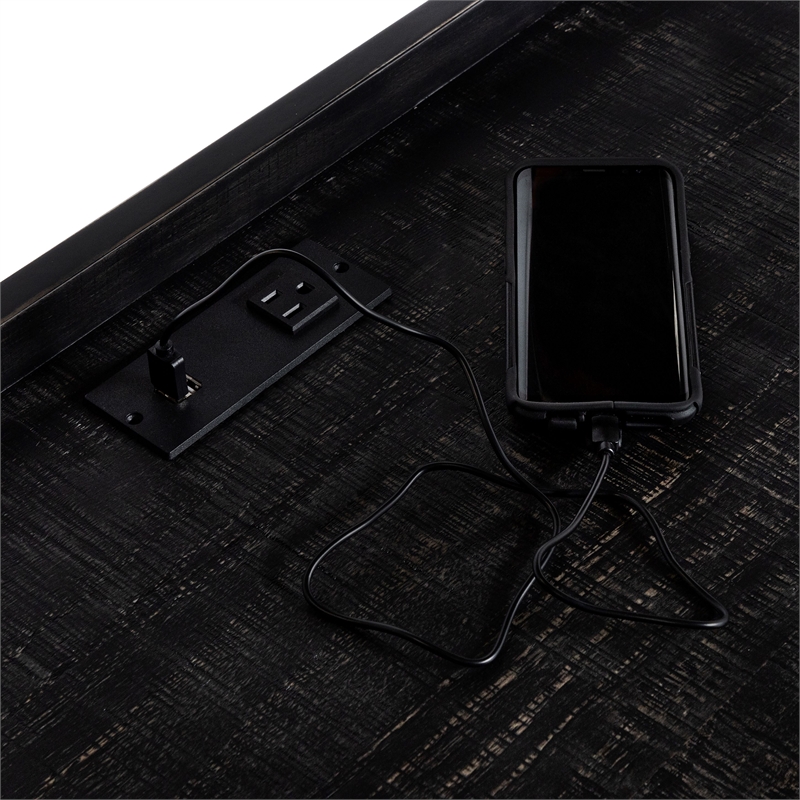 Scranton & Co Modern Wood Computer Desk with USB Port in Black